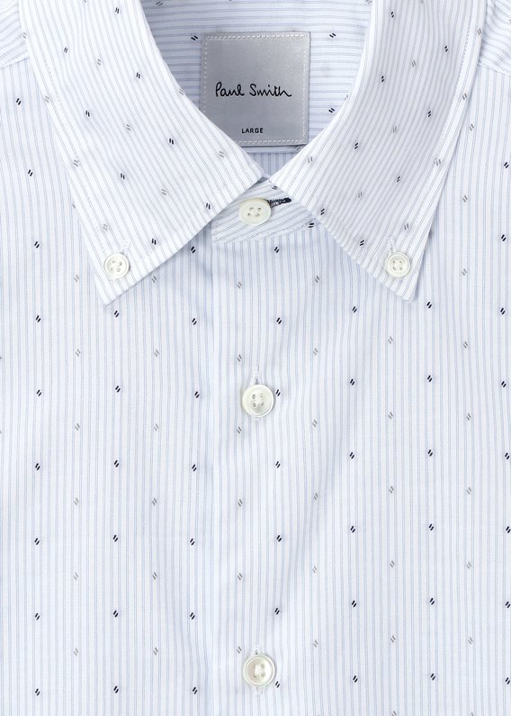 【極美品】ポールスミス　ドレスシャツ　メンズシャツ　金釦　ハサミ柄　黒×白　M